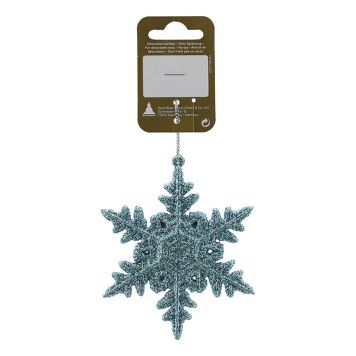 JULETREPYNT MED SNØFNUGG GLITTER Ø9CM LYSEBLÅ