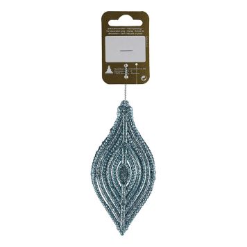 JULETREPYNT MED GLITTER 6X12X2CM LYSEBLÅ