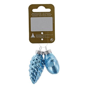 JULETREPYNT MED DRÅPE OG STJERNE 5,5X2,5CM LYSEBLÅ