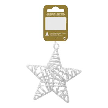 JULETREPYNT STJERNE GLITTER Ø10CM HVIT