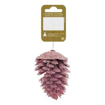 JULETREPYNT KONGLE GLITTER 9CM ROSA