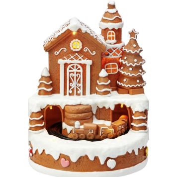 JULELANDSKAP INSTANT LIGHT LETT SNØ LIMET PEPPERKAKEHUS