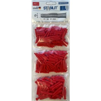 UNIVERSALPLUGG STABILIT MIX 250STK RØD