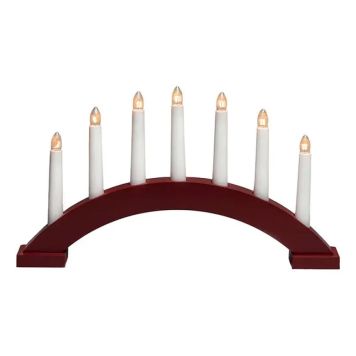 ADVENTSSTAKE KONSTSMIDE 7 LYS TRE MØRKRØD