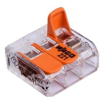 KLOBLINGSKLEMME WAGO 221 3-P 0,08–2,5MM² 12STK