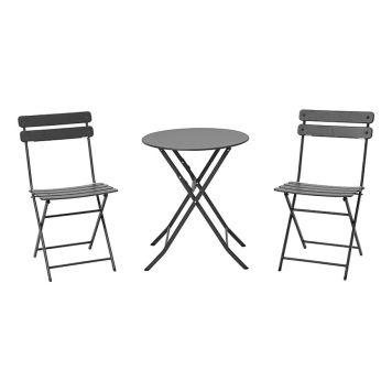 KAFÉSETT SUNFUN BISTRO + 2 STOLER SVART
