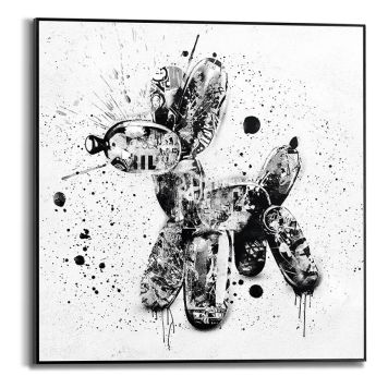 DEKORBILDE REINDERS STREETART HUND SLIM RAMME 50X50CM SVART