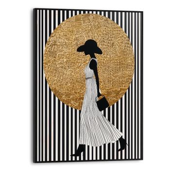 DEKORBILDE REINDERS WALKING LADY STRIPER MED SLIM RAMME 30X40CM SVART