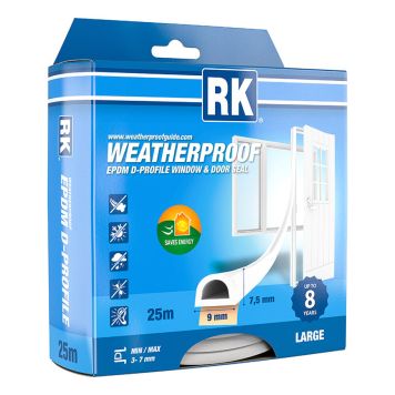 TETNINGSLIST D-PROFIL HVIT 25M X 9MM