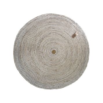 JUTEMATTE RUND Ø180CM NATUR/HVIT