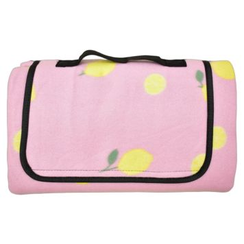 PIKNIKPLEDD MED PLASTUNDERLAG ROSA/GUL 130X170CM