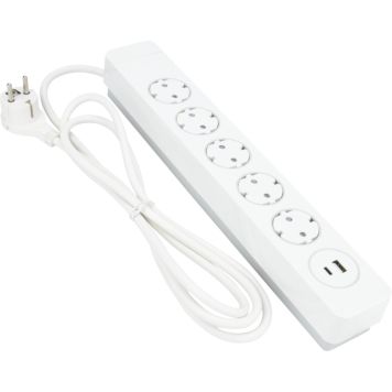 GRENUTTAK GELIA 5-V JORDET 2XUSB-A/C 2M HVIT