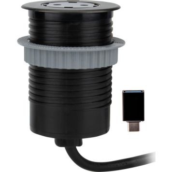 GRENUTTAK GELIA JORDET 1+1 USB-C 1,5M SVART