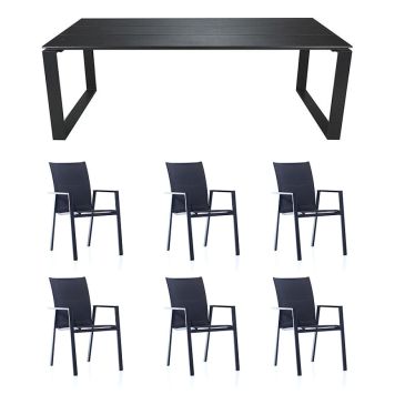 SPISEGRUPPE SUNFUN BORD BLIDÖ + 6  STOLER BIANCA SVART