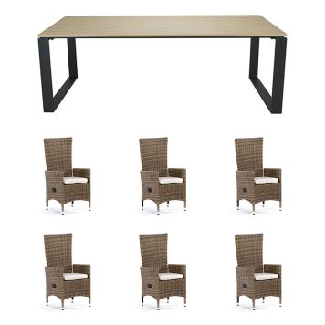 SPISEGRUPPE SUNFUN BORD BLIDÖ + 6 STOLER NOVA NATUR