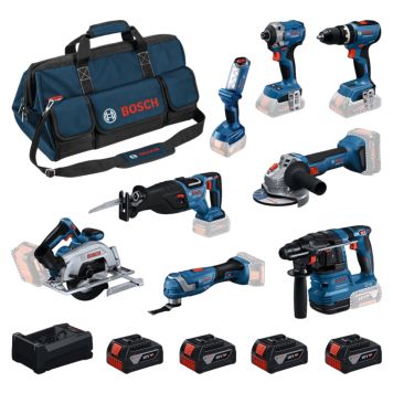 VERKTØYSETT BOSCH PROFESSIONAL 8 MASKINER 18V 4X5AH