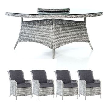 SPISEGRUPPE SUNFUN BORD VÄRMDÖ 140CM + 4  STOLER GRÅ