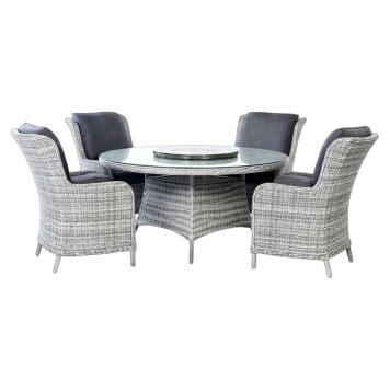 SPISEGRUPPE SUNFUN BORD VÄRMDÖ 140CM + 4  STOLER GRÅ