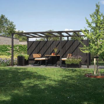 PERGOLA PLUS CUBIC MODELL 6 TRYKKIMPREGNERT TREVERK SVART INKL. NOOR GJERDE 486X256X217 CM