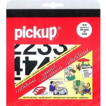 NUMMER PICKUP 0-9 HELVETICA 30MM SVART