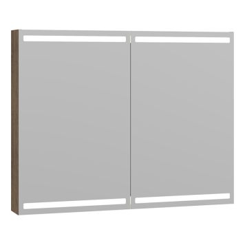 SPEILSKAP SCANBAD LEVEL MED BELYSNING BRUN EIK 100 CM