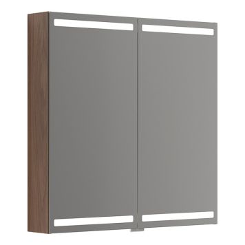 SPEILSKAP SCANBAD LEVEL MED BELYSNING BRUN EIK 80CM