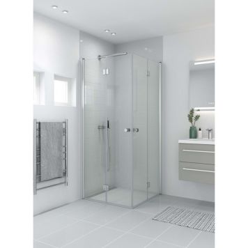 DUSJDØR SCANBAD FOLDBAR DØR SATIN/KLARGLASS 67-69CM