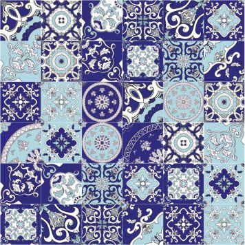 FLIS COLOR DECOR MIX BLÅ 21,6X21,6CM 1,31M²