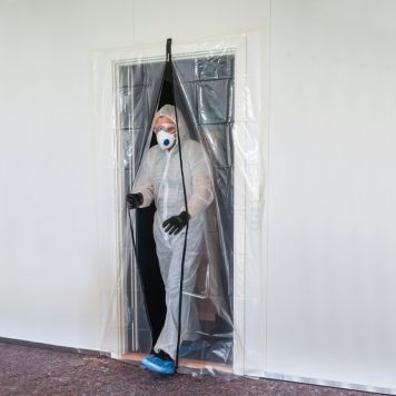 BESKYTTELSESDØR MED GLIDELÅS TRANSPARENT 120X220CM