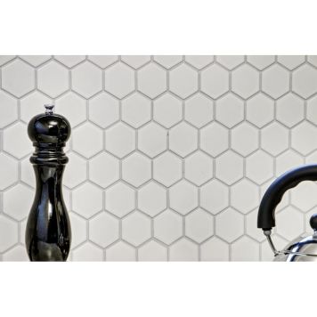 MOSAIKK HEXAGON HVIT BLANK 5,1X5,9CM