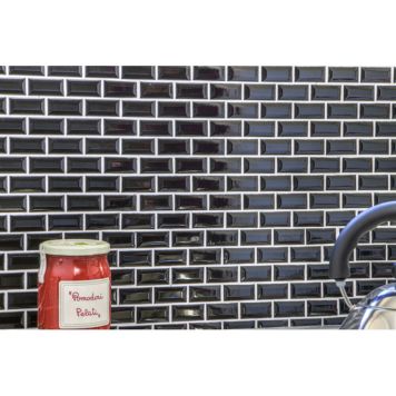 MOSAIKK BRICK BOND DIAMOND SVART BLANK 4.8X2.3CM
