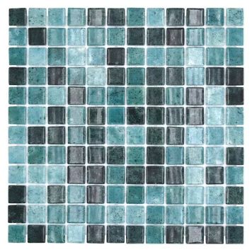 MOSAIK NATUR KVADRAT ØKO BALI GLASS/STEIN GRØNN BLANDING