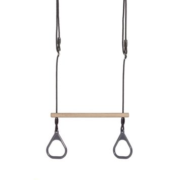 TRAPESHUSKE PLUS MED STANG OG RINGER TRE/PLAST GRÅ EKSKL. HUSKEOPPHENG