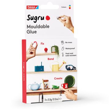 FORMBART LIM TESA SUGRU RØD/BLÅ/GUL 3STK