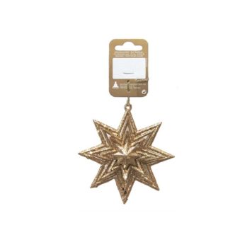JULETREPYNT STJERNE 10CM GULL/GLITTER                     