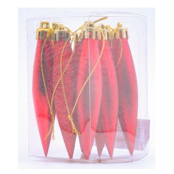 JULEKULER GLASSDRÅPER 9 CM RØD 9PK