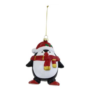 JULETREPYNT PINGVIN MED SKJERF 10,5CM RØD