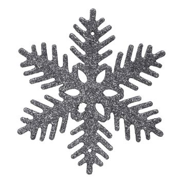 JULETREPYNT SNØFLAK 10CM GRÅ GLITTER 6STK
