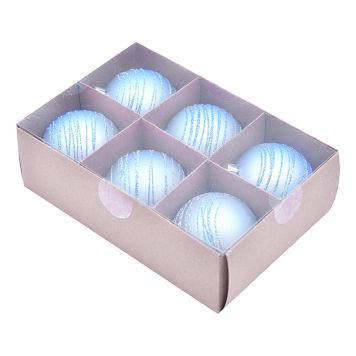 JULEKULER 6CM GLITTER BLÅ 6PK