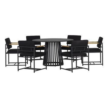 SPISEGRUPPE SENSUM SANDEFJORD BORD + 6 STOLER ARENDAL SVART 