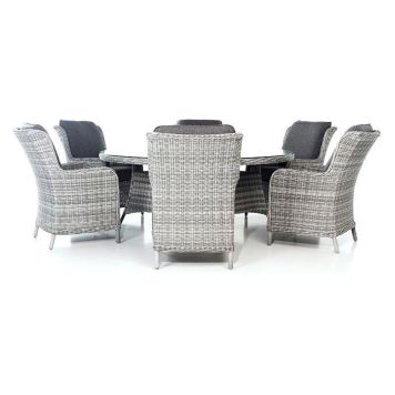 SPISEGRUPPE SUNFUN VÄRMDÖ BORD 180CM + 6 LENESTOLER GRÅ