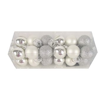 JULEKULER GLASS Ø2CM SØLV 24PK                         