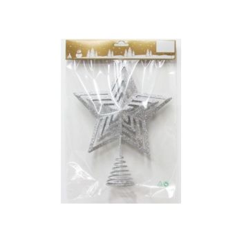 JULETREPYNT TOPPSTJERNE 25x20CM SØLV              