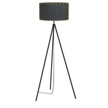 GULVLAMPE EGLO MARASALES STÅL/TEKSTIL E27 H149CM SVART 