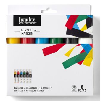 AKRYLPENN LIQUITEX PAINT MARKER SETT 6 FARGER 8-15 MM