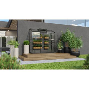 DRIVHUS VITAVIA IDA 1300 MED SOKKEL ALU/GLASS SORT 1,3M²