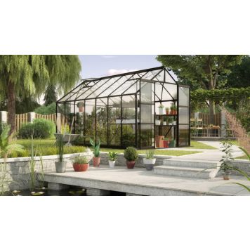 DRIVHUS VITAVIA PHOENIX 11500 MED SOKKEL ALU/HERDET GLASS SVART 11,5M2