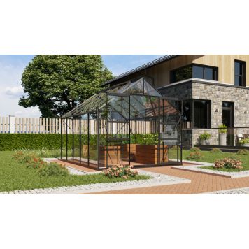 DRIVHUS VITAVIA MARS 8300 MED SOKKEL ALU/GLASS SVART 8,3M²