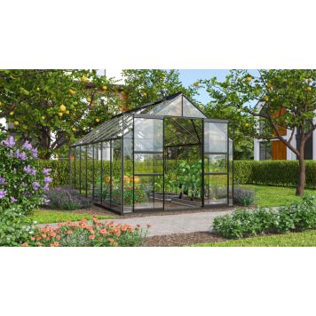 DRIVHUS VITAVIA MARS 11500 MED SOKKEL ALU/SVART GLASS 11,5M²