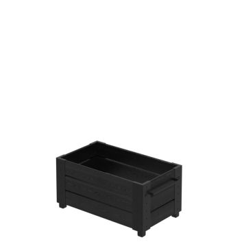 BLOMSTERKASSE PLUS KUBISK MED BEN MYKT TREVERK SVART 87X50X42 CM